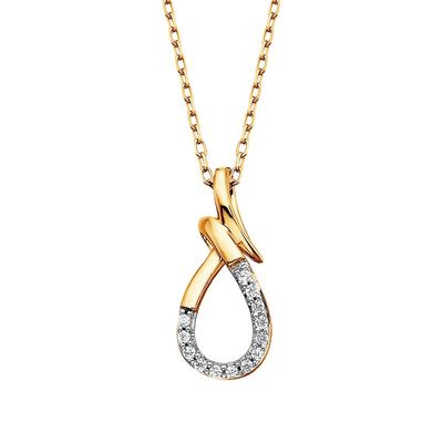 10KT Yellow Gold Diamond Teardrop Necklace