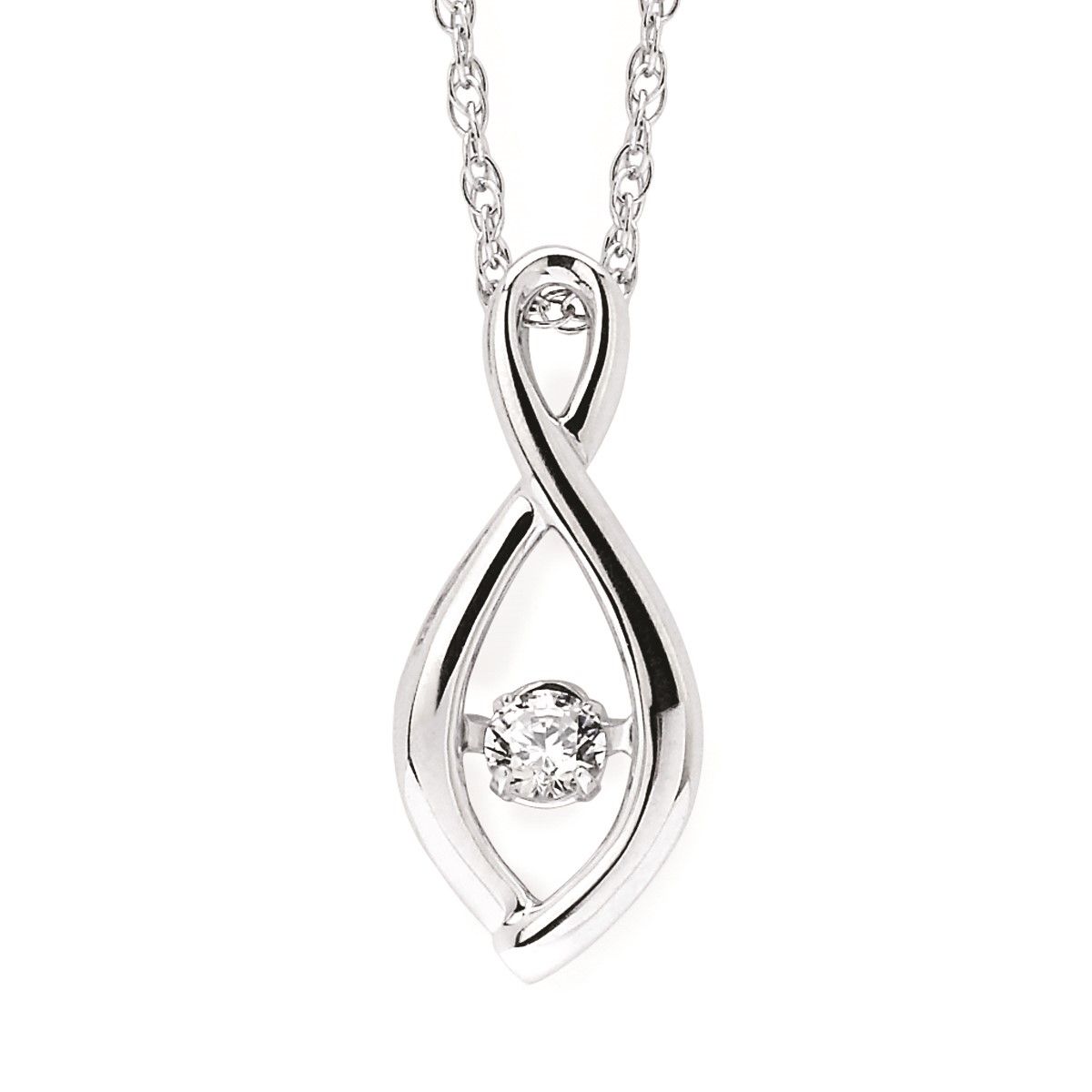 Silver Round Diamond Shimmer Twist Necklace