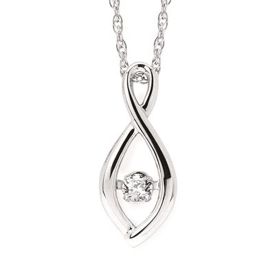 Silver Round Diamond Shimmer Twist Necklace