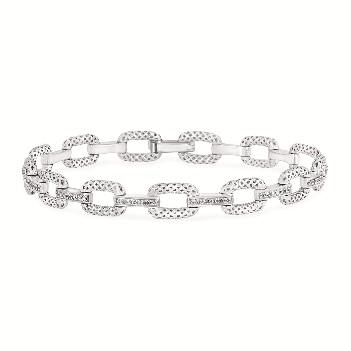 Silver Diamond Paperclip Bracelet