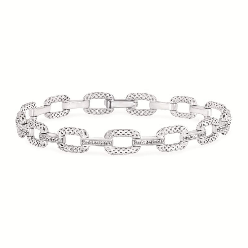 Silver Diamond Paperclip Bracelet