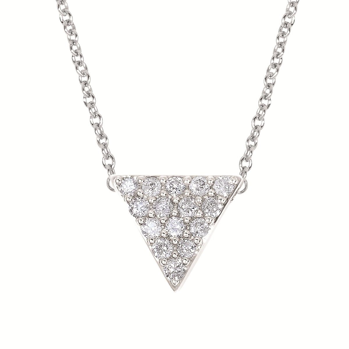 Silver Round Diamond Triangle Necklace