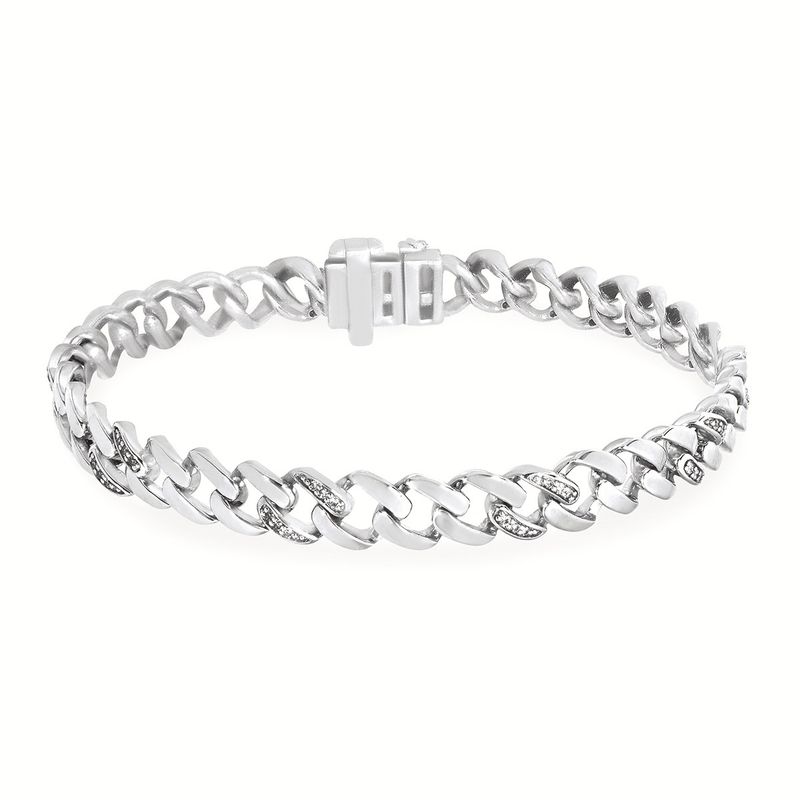 Silver Round Diamond Accent Link Bracelet