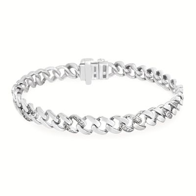 Silver Round Diamond Accent Link Bracelet