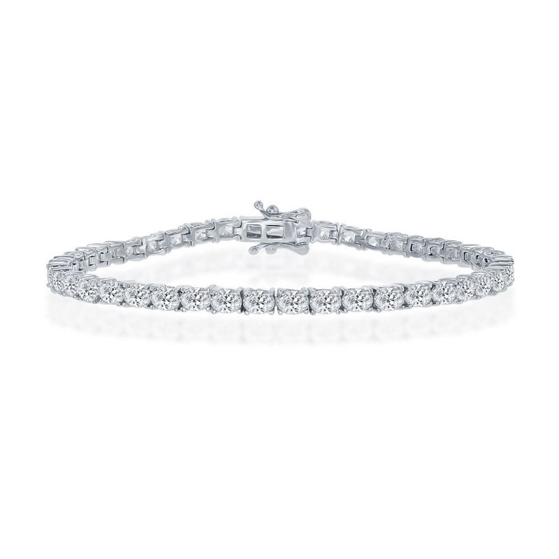 Silver Oval Cubic Zirconia Tennis Bracelet