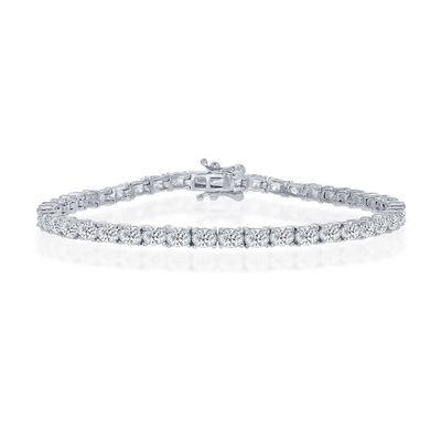Silver Oval Cubic Zirconia Tennis Bracelet
