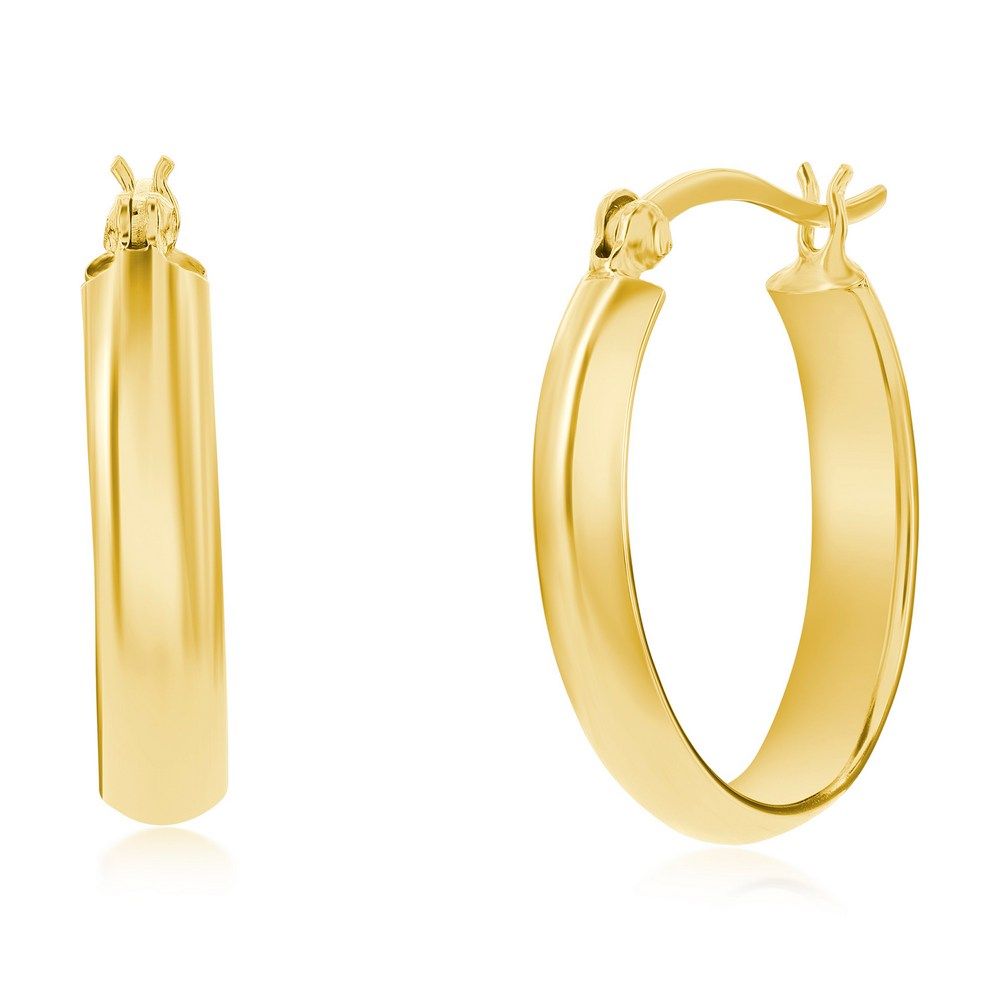 Yellow Gold-Plated Oval Hoop Earrings
