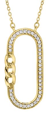 14KT Yellow Gold Round Diamond Open Oval Necklace
