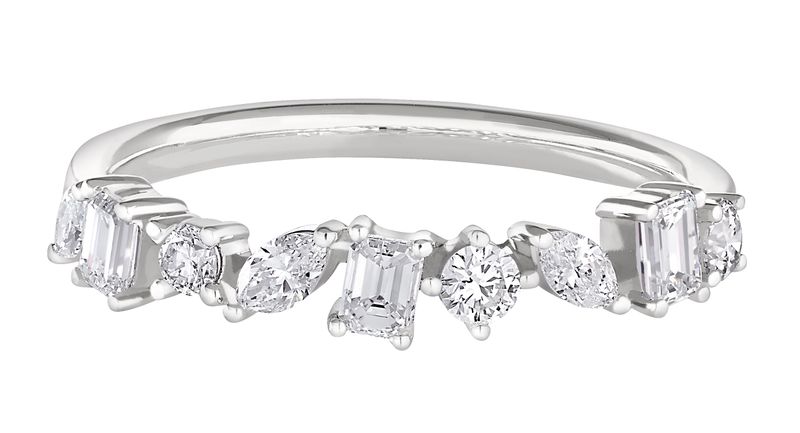 14KT White Gold Round, Marquis, and Emerald-Cut Diamond Band