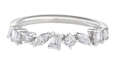 14KT White Gold Round, Marquis, and Emerald-Cut Diamond Band