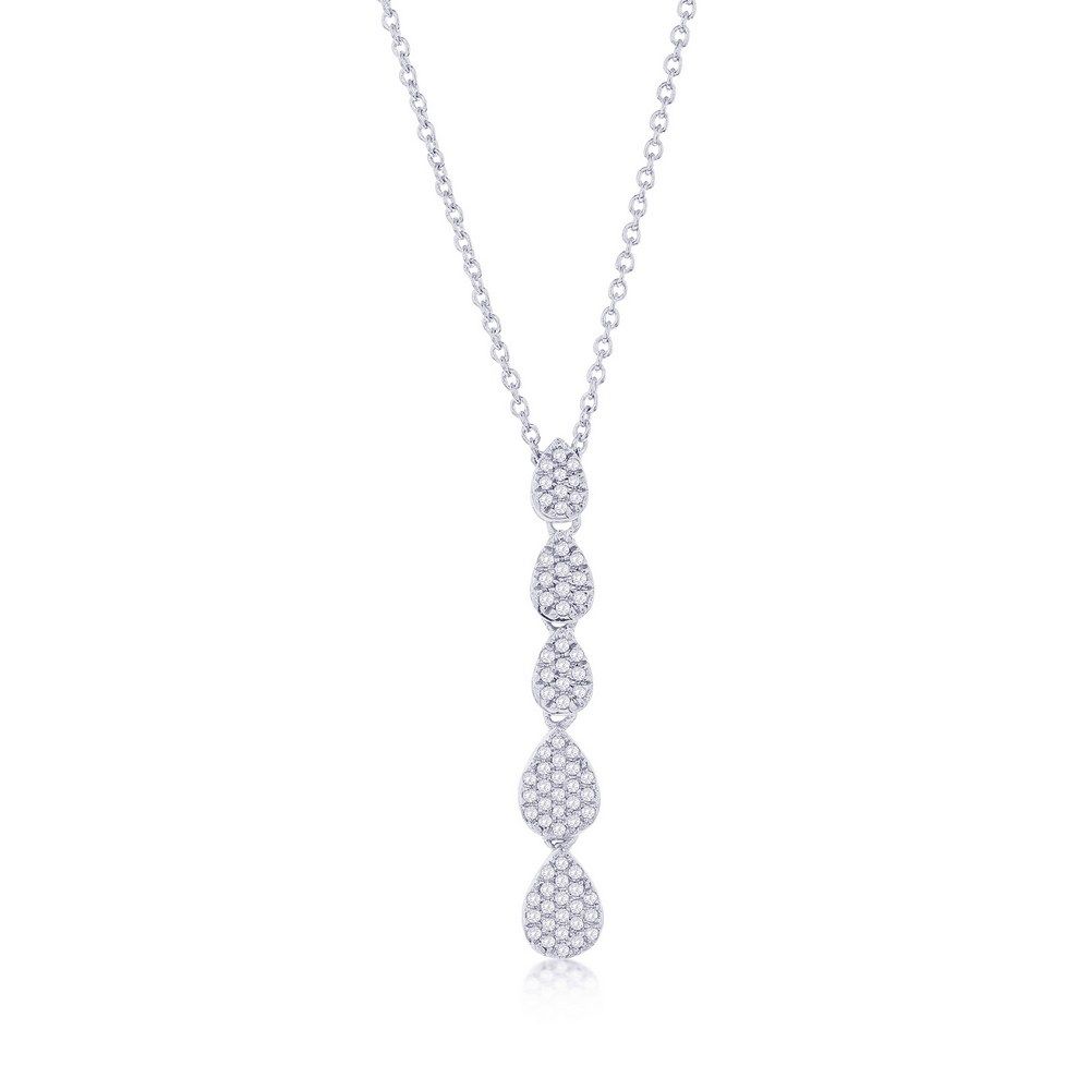 Silver Diamond Pear-shape Graduating Necklace