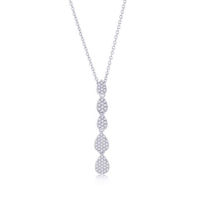 Silver Diamond Pear-shape Graduating Necklace