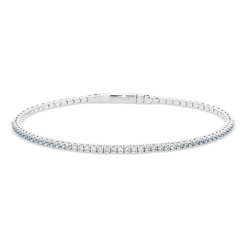 Silver Simulated Gemstone Flex Bracelet