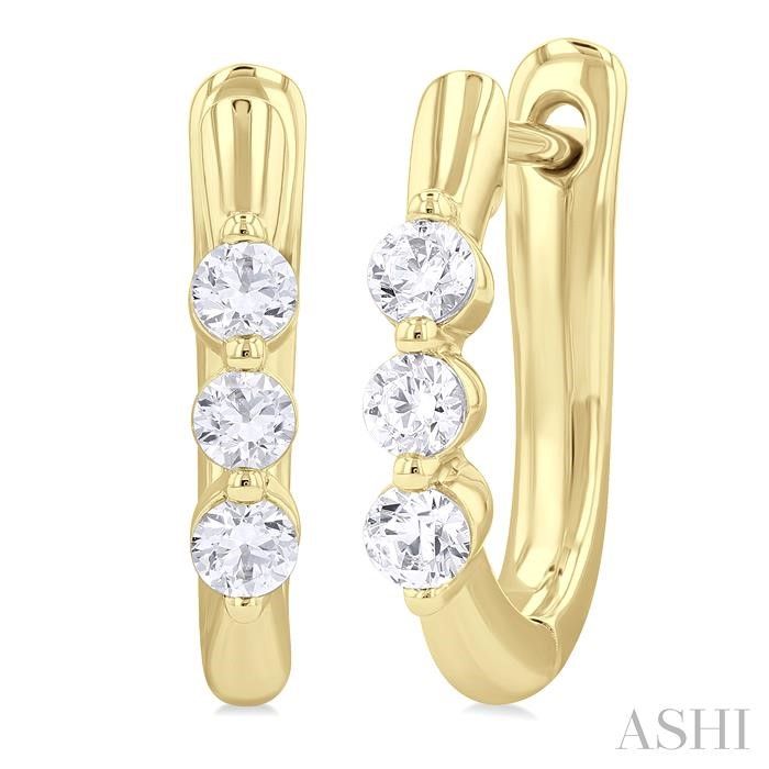 14KT Yellow Gold .35CTW Six Diamond Hoop Earrings