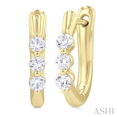 14KT Yellow Gold .35CTW Six Diamond Hoop Earrings