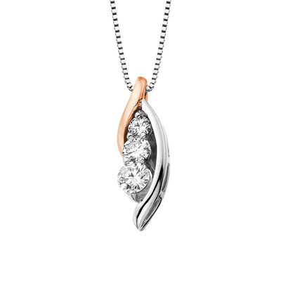 14KT TwoTone Gold .50CTW Triple Diamond Necklace