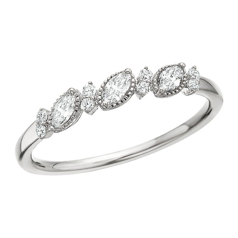14KT White Gold Three Marquis Diamond Band