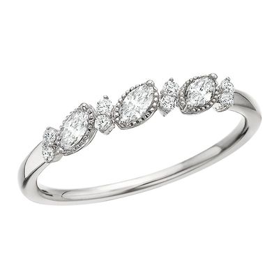 14KT White Gold Three Marquis Diamond Band