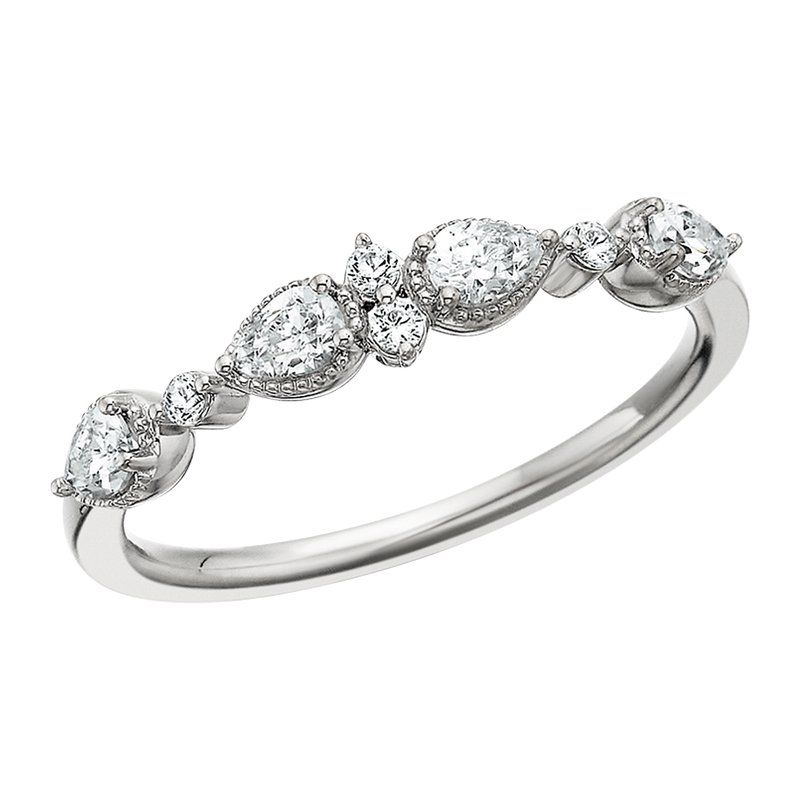 14KT White Gold Four Pear-Cut Diamond Band