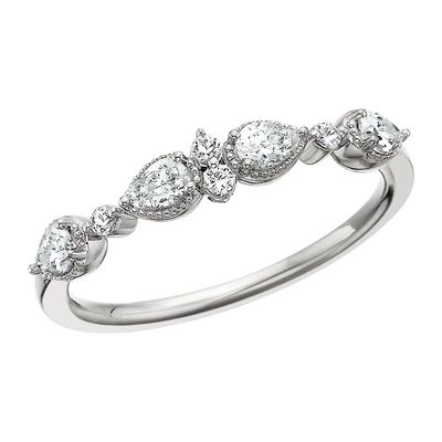 14KT White Gold Four Pear-Cut Diamond Band