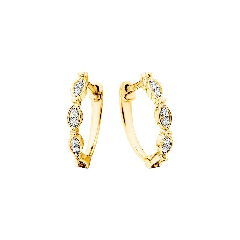 10KT Yellow Gold Diamond Vintage Mini Hoop Earrings