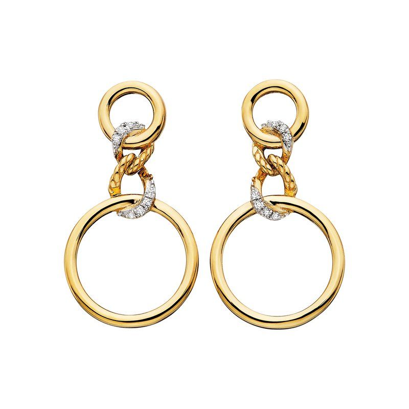 Yellow Gold-Plated Intertwined Circles Diamond Accent Earrings