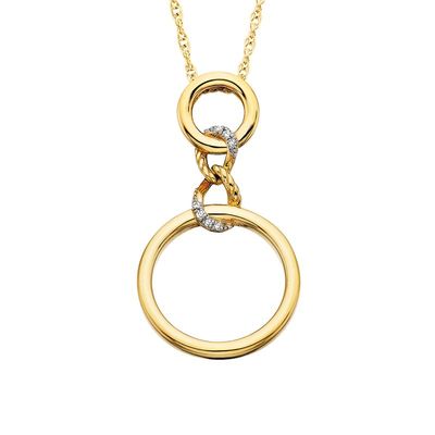 Yellow Gold-Plated Intertwined Circles Diamond Accent Necklace