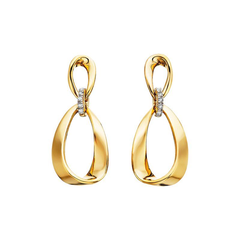 Yellow Gold-Plated Diamond Accent Loop Earrings