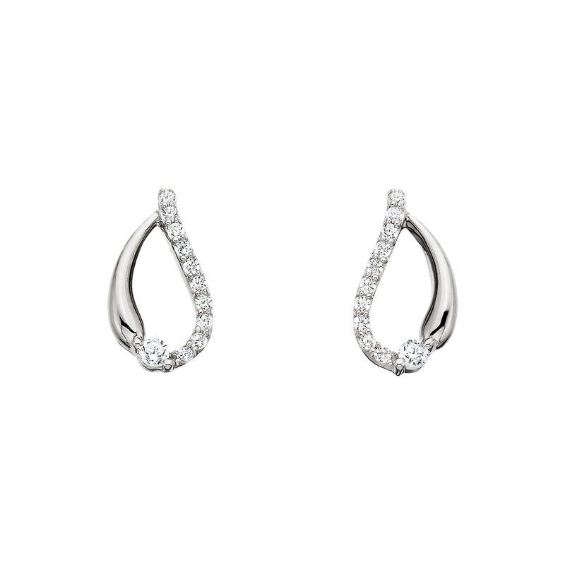 14KT White Gold Diamond Teardrop Earrings