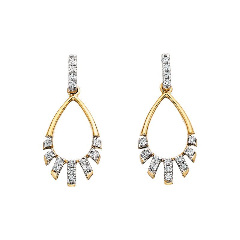 14KT Yellow Gold Diamond Teardrop Dangle Earrings