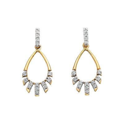 14KT Yellow Gold Diamond Teardrop Dangle Earrings