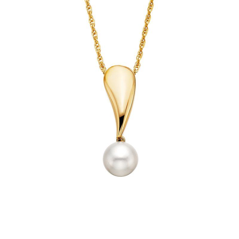Yellow Gold-Plated Pearl Drop Pendant Necklace