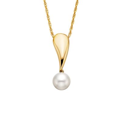 Yellow Gold-Plated Pearl Drop Pendant Necklace