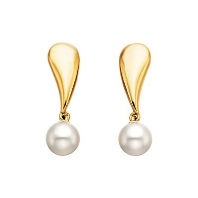 Yellow Gold-Plated Pearl Drop Earrings