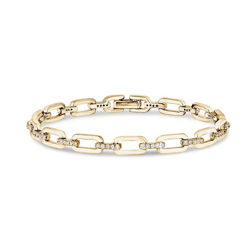 Yellow Gold-Plated Micro Pave Open Link Bracelet