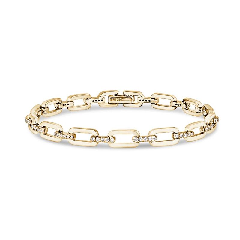 Yellow Gold-Plated Micro Pave Open Link Bracelet