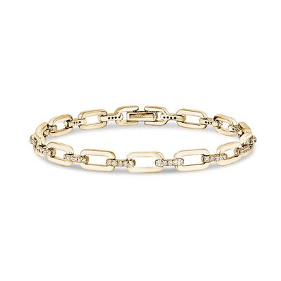 Yellow Gold-Plated Micro Pave Open Link Bracelet