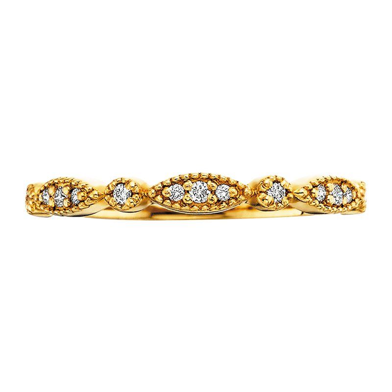 10KT Yellow Gold Round Diamond Vintage Stackable Band