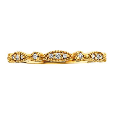 10KT Yellow Gold Round Diamond Vintage Stackable Band