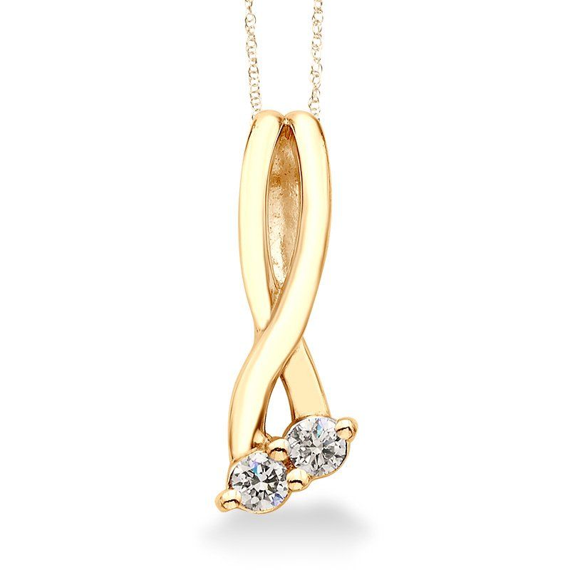 10KT Yellow Gold Dual Diamond Twist Necklace