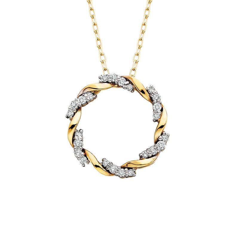 10KT Yellow Gold Diamond Intertwining Circle Necklace