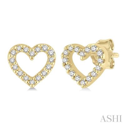 10KT Yellow Gold Diamond Open Heart Earrings
