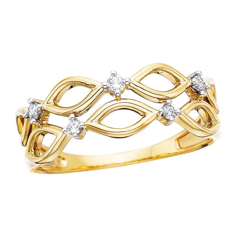 10KT Yellow Gold Five Round Diamond Navette Ring