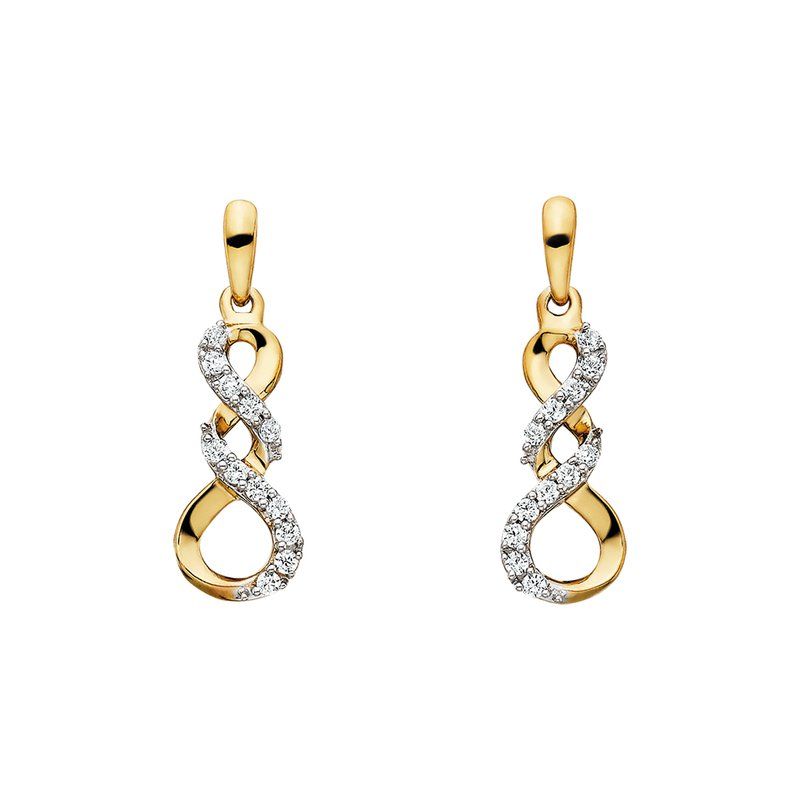 10KT Yellow Gold Diamond Twist Petite Earrings