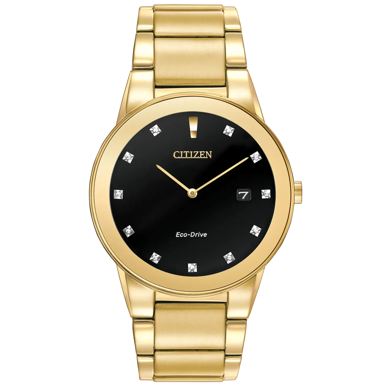 Citizen Yellow Gold Tone Eleven Crystal Black Dial Axiom