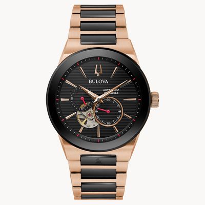 Bulova Latin Grammy Rose Gold Tone Black Dial Automatic Millennia Watch