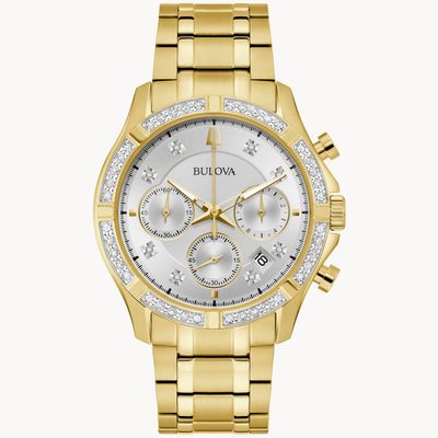 Bulova Gold Tone Diamond Classic Watch