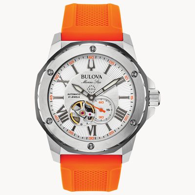Bulova Orange Strap Marine Star Automatic Watch