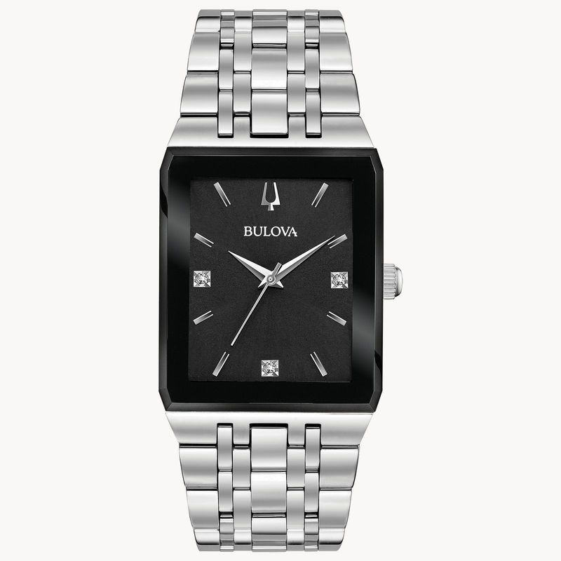 Bulova Square Black Dial Quadra Watch