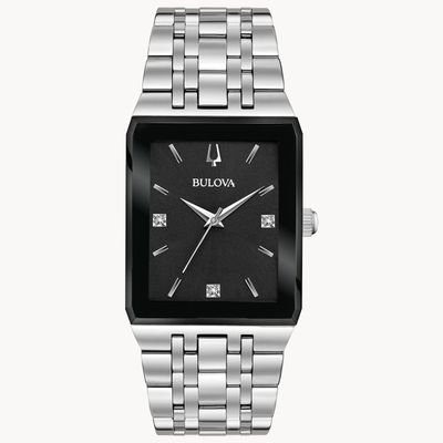 Bulova Square Black Dial Quadra Watch